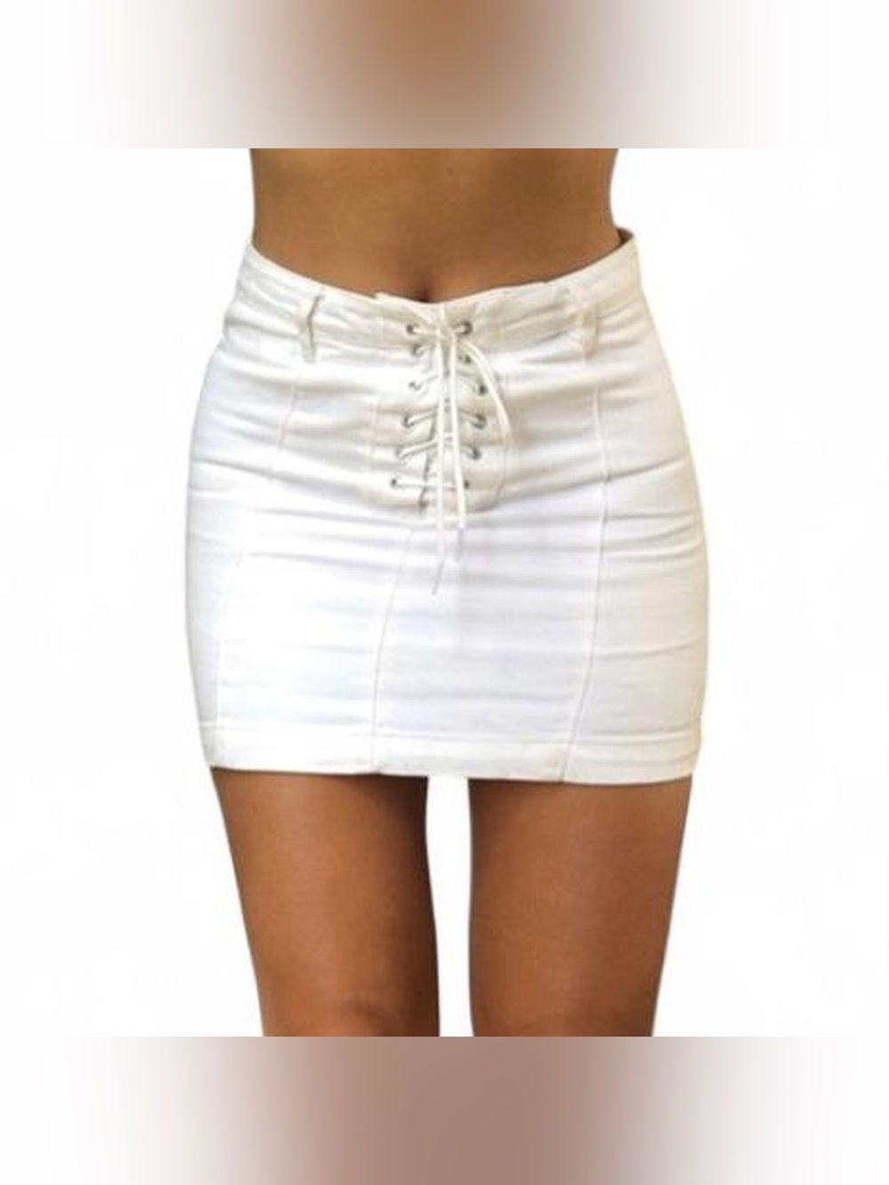 Women’s White Corset Lace-Up Mini Skirt